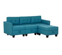 HOMCOM Convertible Modular Sectional Sofa w/ Storage Wood Frame Dark Grey, Grey