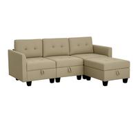 HOMCOM Convertible Modular Sectional Sofa w/ Storage Wood Frame Dark Grey, Grey