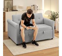 HOMCOM Convertible Pull Out Sleeper Sofa Bed Settee for Living Room, Grey | Size: 2 Seater HOMCOM Grey 2 Seater