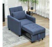 Single Chair Bed with Adjustable Backrest and Wheels for Living Room HOMCOM Blue One Size