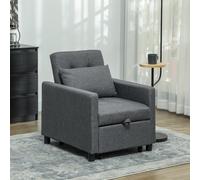 HOMCOM Convertible Single Chair Bed with Upholstered Fabric, Dark Grey