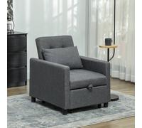 Homcom Convertible Single Chair Bed With Upholstered Fabric, Dark Grey Dark Grey One Size