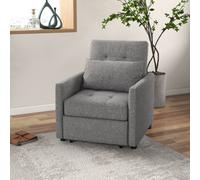 Homcom Convertible Single Chair Bed With Upholstered Fabric, Grey
