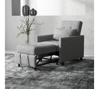 Homcom Convertible Single Chair Bed With Upholstered Linen Fabric, Grey