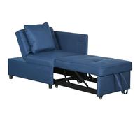 HOMCOM Convertible Single Sofa Bed with Thick Padded Seat, 3-in-1 Multi-Functional Sleeper Chair Bed with Magazine Pocket, for Living Room Blue