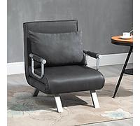 Homcom Convertible Sleeper Chair 2 in 1 Grey Suede
