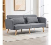 Homcom Convertible Sofa Bed, Fabric Sofa Couch With 2 Cushions For Living Room In Grey Grey