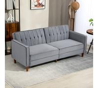 Homcom Convertible Sofa Futon Velvet-touch Tufted Couch Sofa Bed Dark Grey, Grey