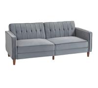 HOMCOM Convertible Sofa Futon Velvet-Touch Tufted Couch Sofa Bed Dark Grey