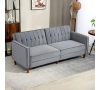 Homcom Convertible Sofa Futon Velvet-Touch Tufted Couch Sofa Bed Dark Grey Dark Grey One Size