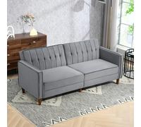 Homcom Convertible Sofa Futon Velvet-Touch Tufted Couch Sofa Bed Dark Grey Dark Grey One Size