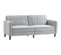 HOMCOM Convertible Sofa Futon Velvet-Touch Tufted Couch Sofa Bed Split Back Grey