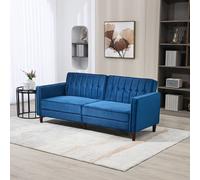 HOMCOM Convertible Sofa Futon Velvet-Touch Tufted Couch Sofa Bed Split Back Blue | TJ Hughes