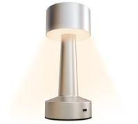 HOMCOM Cordless Table Lamp with 2600mAh Rechargeable Battery, 3 Colour, Touch LED Lamp for Bedroom Living Room, Silver