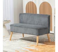 HOMCOM Corduroy Double Sofa w/ Wood Frame Foam Padding, Grey | Size: 2 Seater HOMCOM Grey 2 Seater