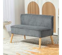 HOMCOM Corduroy Double Sofa w/ Wood Frame Foam Padding High Back, Grey