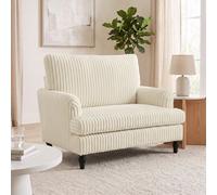 Homcom Corduroy Single Sofa Armchair With Stripes, Cream