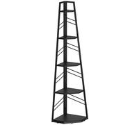 HOMCOM Corner Bookcase, 5-Tier Floor Standing Bookshelf, Shelving Unit for Living Room, Study, Bedroom, Black