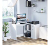 Homcom Desk Corner 2 Drawers Storage Shelves Black