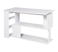 HOMCOM Corner Computer Desk, L Shaped Desk with 360° Rotating Bookshelf, 120L x 110W x 74.5H cm, White