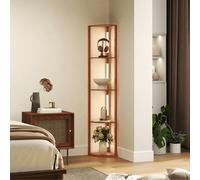 HOMCOM Corner Floor Lamp with Dimmable Warm White LED Light, Brown