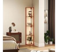 HOMCOM Corner Floor Lamp with Dimmable Warm White LED Light, for Living Room in Brown HOMCOM Brown