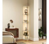 HOMCOM Corner Floor Lamp with Dimmable Warm White LED Light, for Living Room in Light Oak HOMCOM Light Oak