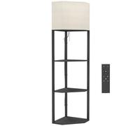 HOMCOM Corner Floor Lamp with Shelves and Lights, Modern Dimmable Standing Lamp with 3000K/4000K/6000K Colour Temperature