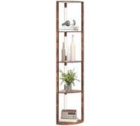 Homcom Corner Floor Lamp With Warm White Led Light, Rustic Brown In Dark Brown Dark Brown