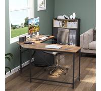 HOMCOM Corner L Shape Computer Desk PC Workstation Writing Gaming Table in Brown HOMCOM Brown