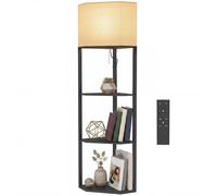 Homcom Corner Modern Floor Lamp With Shelves, Dimmable Standing Lamp, Black Black