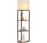HOMCOM Rustic Brown 3 Shelf Corner Modern Floor Lamp - Size: 48 x 17.5 x 40cm - Wilko