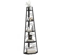 HOMCOM 5-Tier Corner Bookcase, Floor Standing Shelving Unit - Black