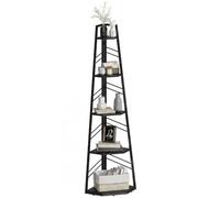 Homcom 5-Tier Corner Bookcase, Floor Standing Shelving Unit In Black Black