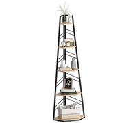 HOMCOM Corner Shelf Unit 5-Tier Corner Ladder Shelf Natural Wood Finish
