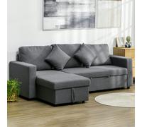 HOMCOM 3 Seater Corner Sofa Bed with Storage Reversible Chaise Dark Grey HOMCOM Dark Grey