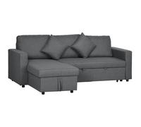 HOMCOM Corner Sofa Bed with Storage, 3 Seater Sofa Bed, Convertible L Shape Sofa Couch with Reversible Chaise Lounge for Living Room, Dark Grey