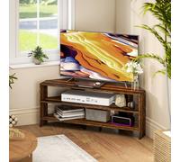 Homcom Corner Tv Stand For Tvs Up To 47 Inches, Tv Unit With Open Shelves In Dark Brown Dark Brown One Size