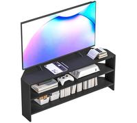 HOMCOM Corner TV Stand - TV Unit With Open Shelves For 47 Inch TV - Black | TJ Hughes