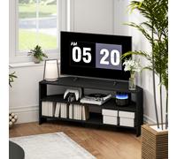 HOMCOM Corner TV Stand, TV Unit with Open Shelves for 47 Inch TV, Black, Black
