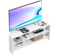 HOMCOM Corner TV Stand, TV Unit with Open Shelves for 47 Inch TV in White HOMCOM White