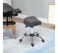 Homcom Cosmetic Stool 360 Rotate Height Adjustable Salon Massage Spa Chair Hydraulic Rolling Saddle Stool Mobility, Grey