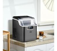 HOMCOM Counter Top Ice Maker Machine with Adjustable Cube Size Scoop Black