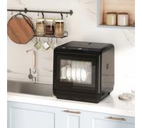 HOMCOM Tabletop Dishwasher, Mini Countertop Dishwasher with Built-in 6L Water Tank, 6 Programs, Touch Control, LED Display, 4 Place Settings, Dual Water Supply and Air Drying Function, Black