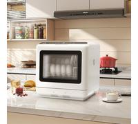 HOMCOM White Compact Countertop Dishwasher with Dual Water Supply