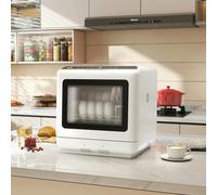 HOMCOM Countertop Dishwasher with Dual Water Supply and 6 Programs, White - White - PP, ABS, tempered glass, steel - 45W x 44D x 45.8H cm