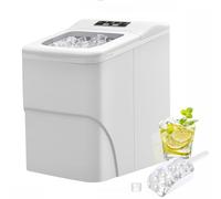 HOMCOM Countertop Ice Machine, 12Kg in 24 Hrs, 9 Cubes Ready in 8 Mins, Portable Ice Cube Maker w/Self-Cleaning, Adjustable Ice Size, Ice Scoop, Basket for Home, Kitchen, No Plumbing Required, White