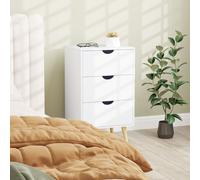 HOMCOM Cream White 3-Drawer Chest for Bedroom with Anti-Tip Straps - 68.5x40x35 cm, Model 831-594V80CW