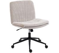 Homcom Criss Cross Chair With Wheels, Armless Wide Office Chair, Beige