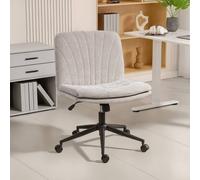 HOMCOM Criss Cross Chair with Wheels, Armless Wide Office Chair, Beige